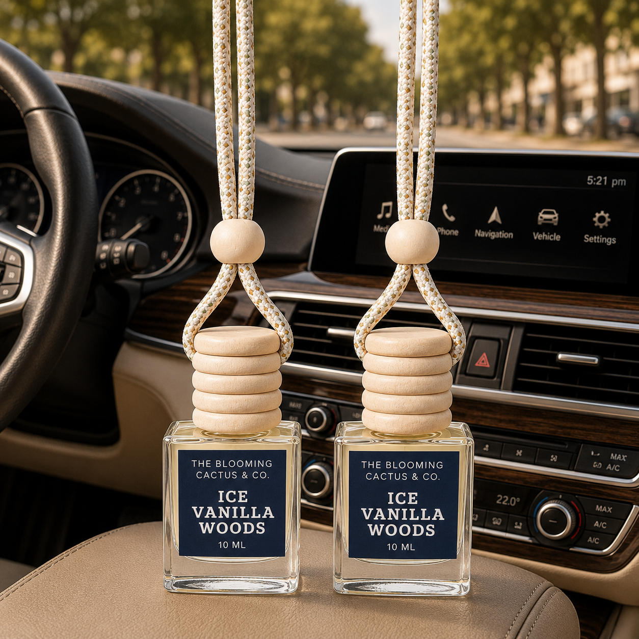 2 Pack Long Lasting Car Air Freshener, Hanging Fresh Aroma Diffuser, Natural Essential Oil Fragrance - Odor Remover, Auto Interior Decor, Made in USA 10 ML
