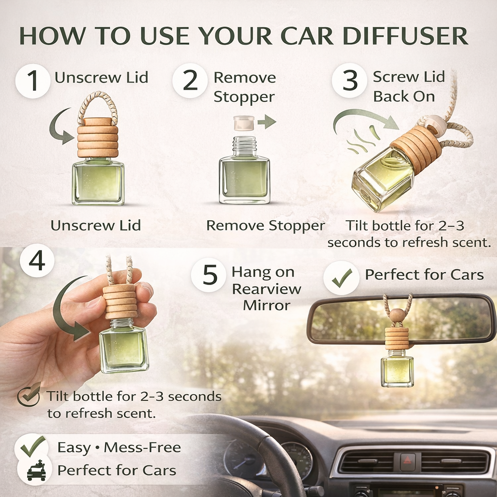 2 Pack Long Lasting Car Air Freshener, Hanging Fresh Aroma Diffuser, Natural Essential Oil Fragrance - Odor Remover, Auto Interior Decor, Made in USA 10 ML