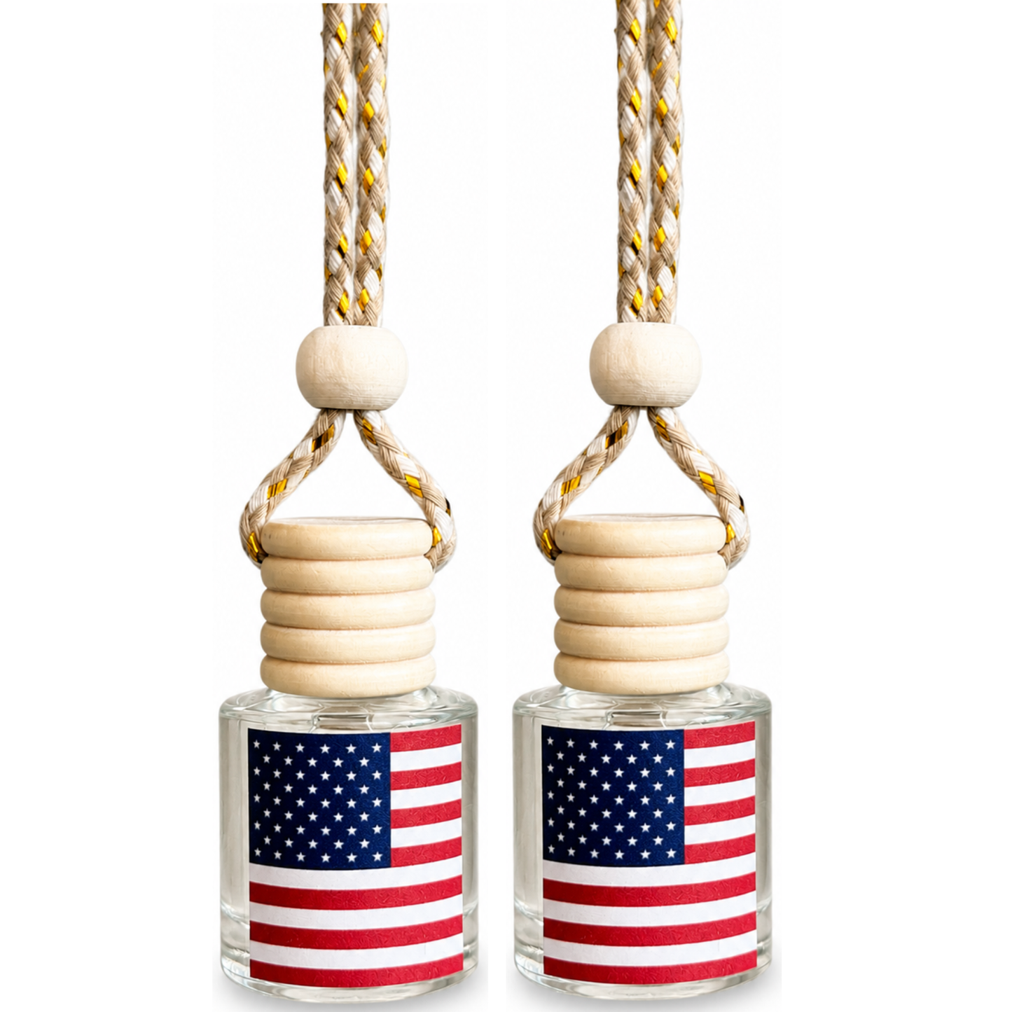 American Flag Car Air Freshener – Black Ice (Type) Hanging Rearview Mirror Diffuser | Handmade in USA