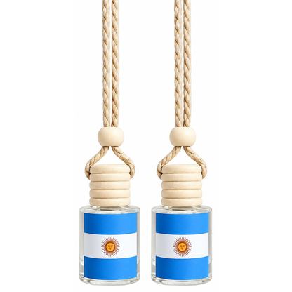 Argentina Flag Car Air Freshener – Black Ice (Type) Hanging Rearview Mirror Diffuser | Handmade in USA