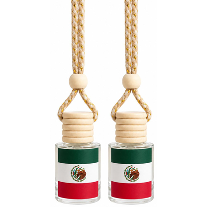 Mexico Flag Car Air Freshener – Hanging Rearview Mirror Diffuser | Handmade in USA | Refillable Car Freshener