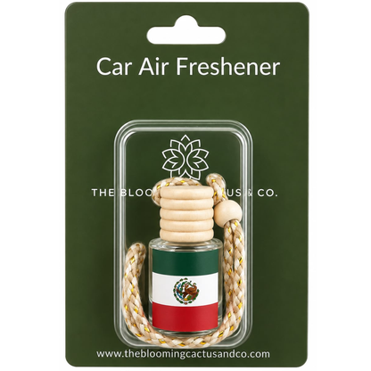 Mexico Flag Car Air Freshener – Hanging Rearview Mirror Diffuser | Handmade in USA | Refillable Car Freshener