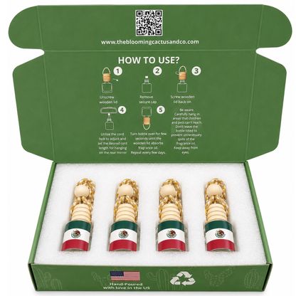 Mexico Flag Car Air Freshener – Hanging Rearview Mirror Diffuser | Handmade in USA | Refillable Car Freshener