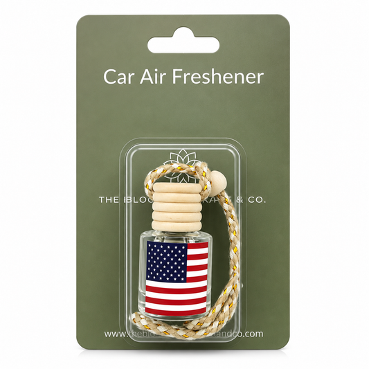 American Flag Car Air Freshener – Black Ice (Type) Hanging Rearview Mirror Diffuser | Handmade in USA