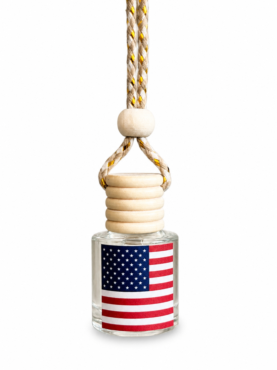 American Flag Car Air Freshener – Black Ice (Type) Hanging Rearview Mirror Diffuser | Handmade in USA