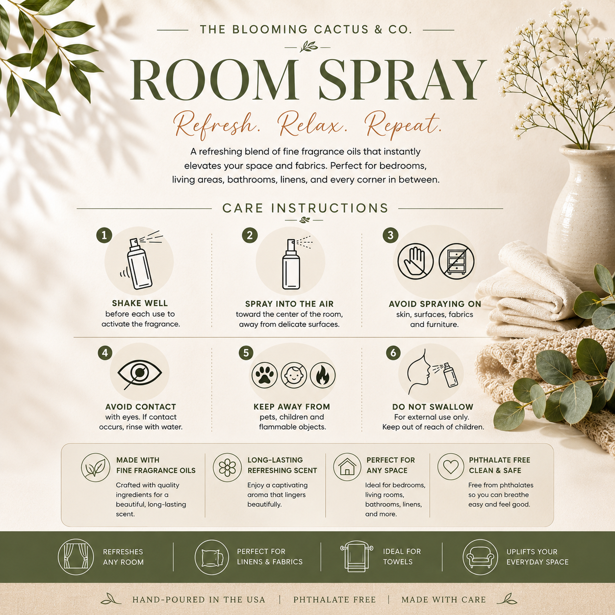 Room Spray - Air Freshener - Odor Eliminator - Car Air Freshener - Home Spray - Linen Spray - Fabric Refresher - Mist Hand Poured - Made in USA | Coastal Whisper..