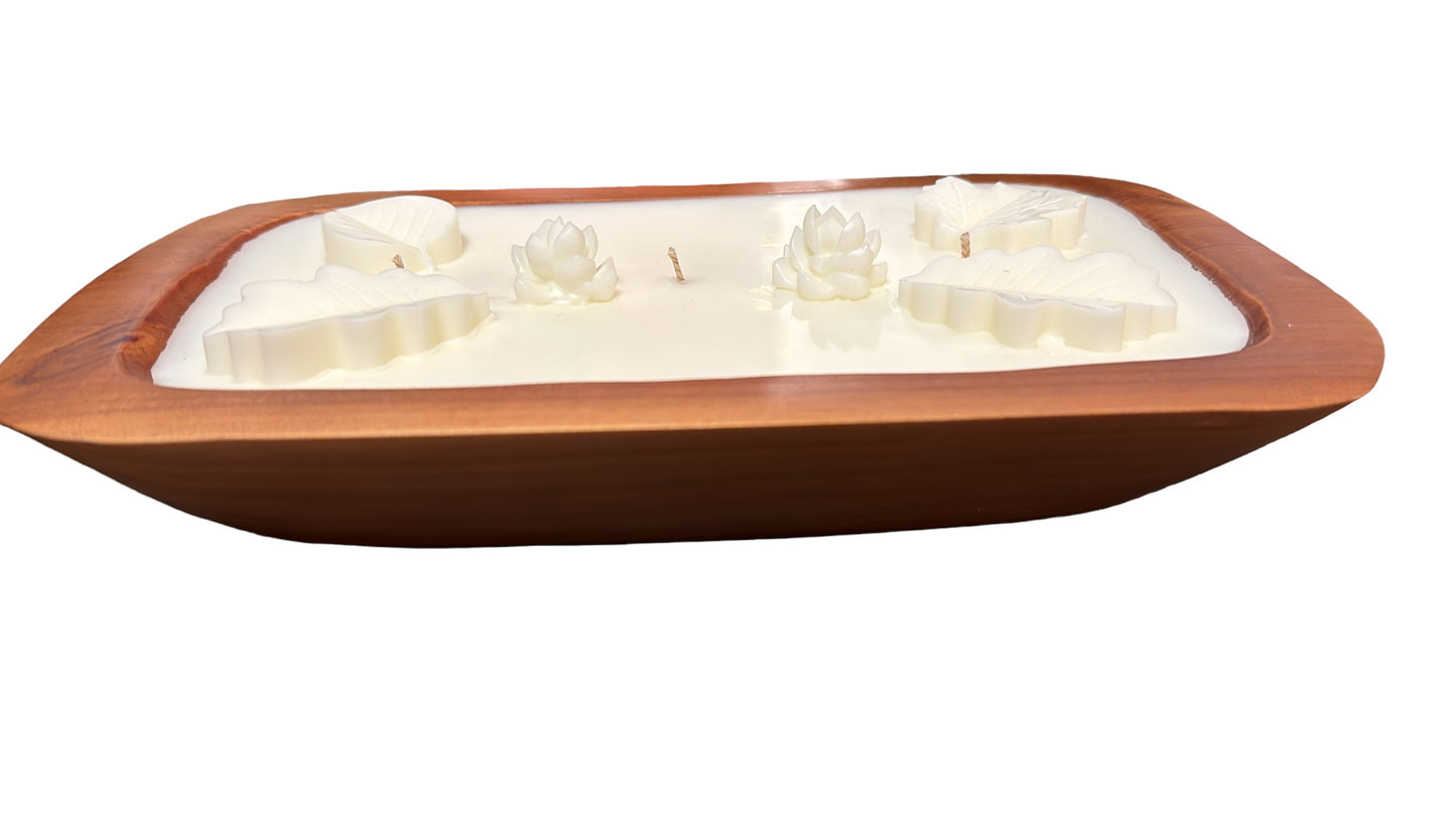 Wood Dough Bowl Candle