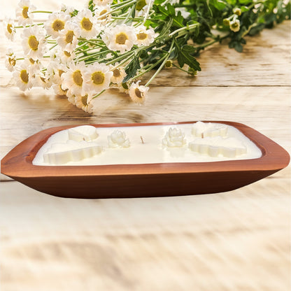 Wood Dough Bowl Candle