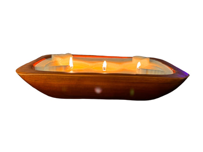 Wood Dough Bowl Candle