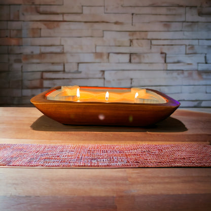 Wood Dough Bowl Candle