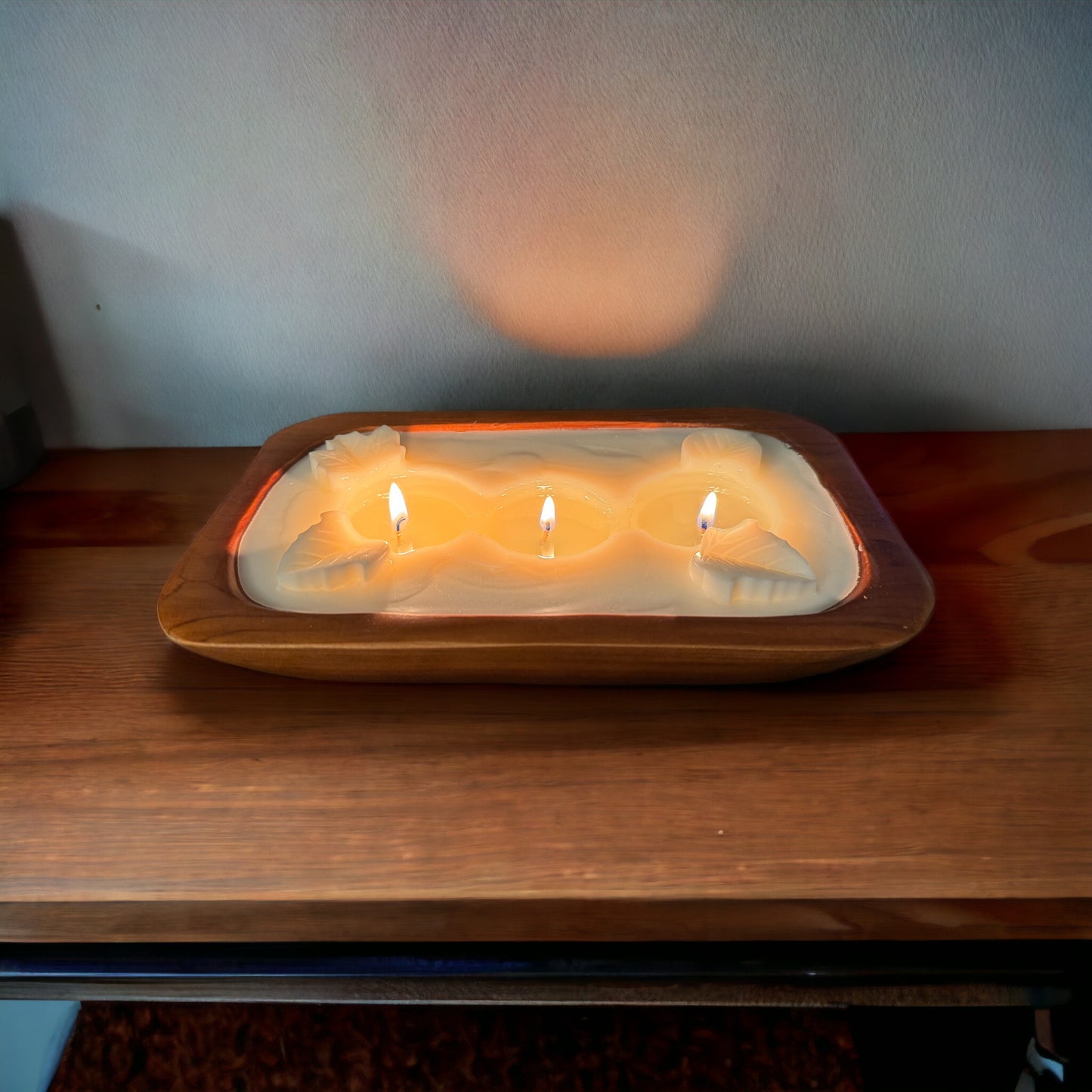 Wood Dough Bowl Candle