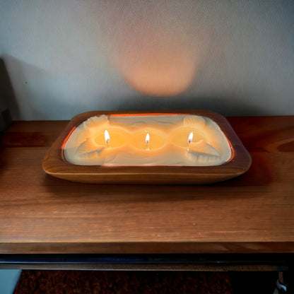 Wood Dough Bowl Candle