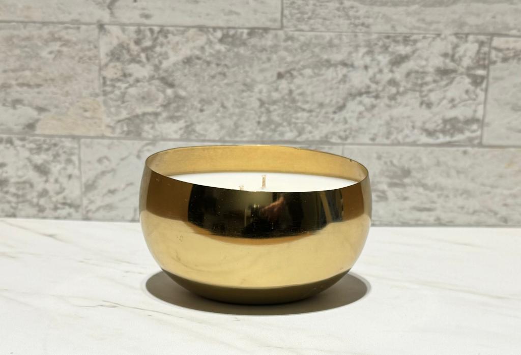 Luxury Coconut Candle in Golden Metal base
