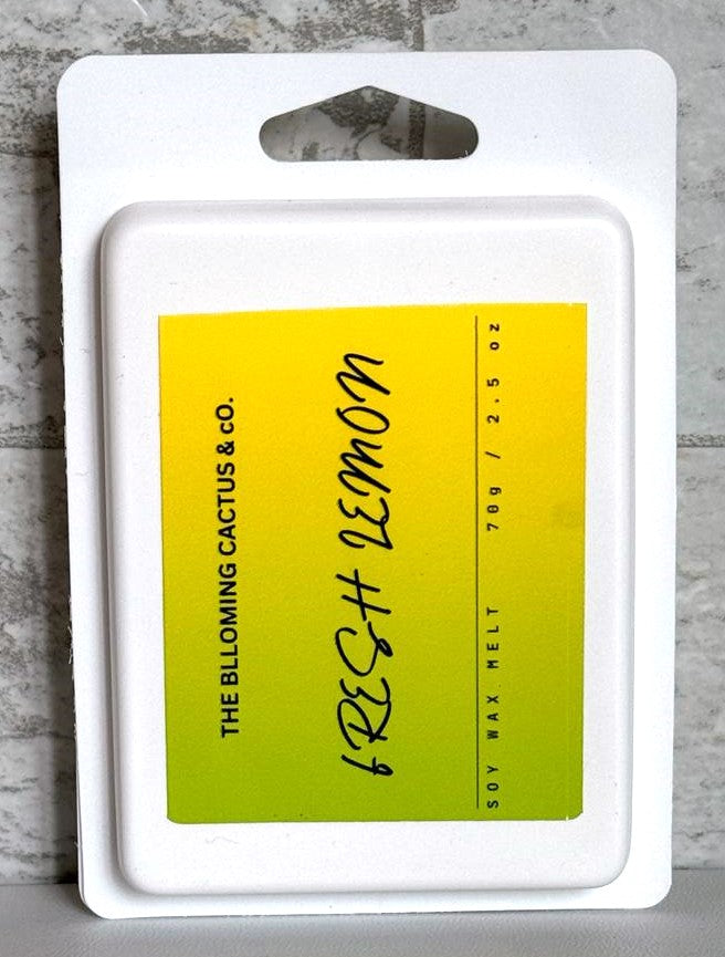 Highly Scented All Natural Soy Wax Melts-4 Different scents-6 Cube Clamshell -Fresh Lemon+Baja Cactus Blossom+Fruit Loops+Fleur D'Oranger.