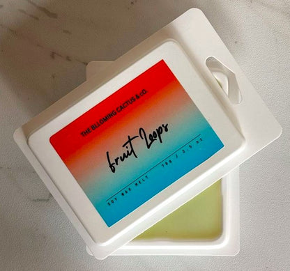 Highly Scented All Natural Soy Wax Melts-4 Different scents-6 Cube Clamshell -Fresh Lemon+Baja Cactus Blossom+Fruit Loops+Fleur D'Oranger.