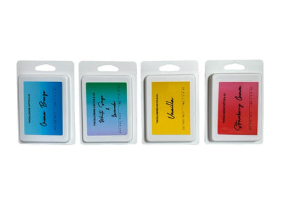 Highly Scented All Natural Soy Wax Melts-4 Different scents-6 Cube each - Strawberry Guava+Vanilla+White Sage & Lavender+Ocean Breeze.