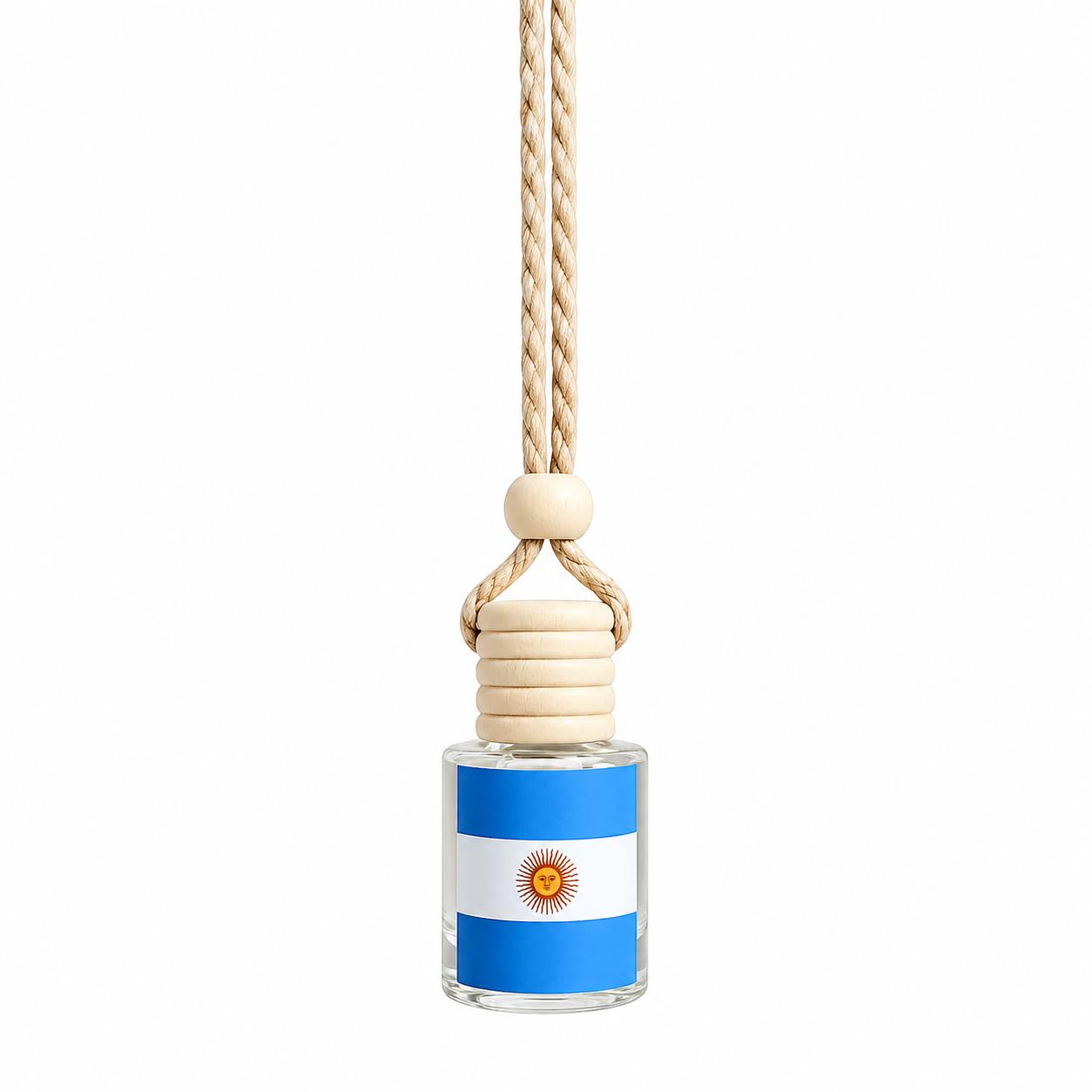 Argentina Flag Car Air Freshener – Black Ice (Type) Hanging Rearview Mirror Diffuser | Handmade in USA