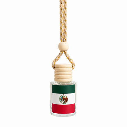 Mexico Flag Car Air Freshener – Hanging Rearview Mirror Diffuser | Handmade in USA | Refillable Car Freshener