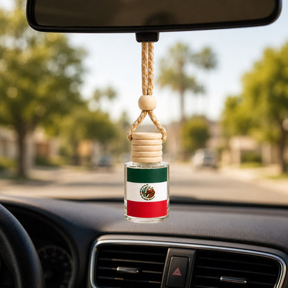 Mexico Flag Car Air Freshener – Hanging Rearview Mirror Diffuser | Handmade in USA | Refillable Car Freshener