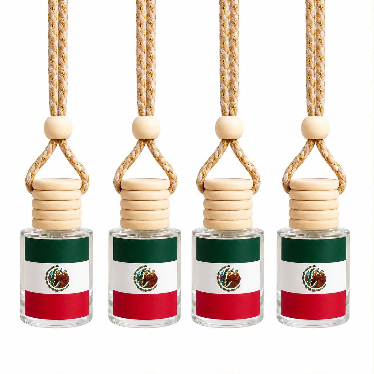 Mexico Flag Car Air Freshener – Hanging Rearview Mirror Diffuser | Handmade in USA | Refillable Car Freshener