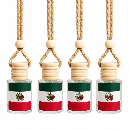 Mexico Flag Car Air Freshener – Hanging Rearview Mirror Diffuser | Handmade in USA | Refillable Car Freshener