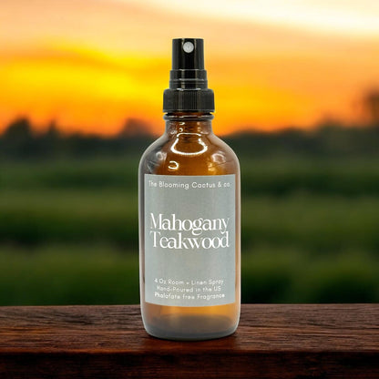Room Spray - Air Freshener - Odor Eliminator - Car Air Freshener - Home Spray - Linen Spray - Fabric Refresher - Mist Hand Poured - Made in USA| Mahogany Teakwood.