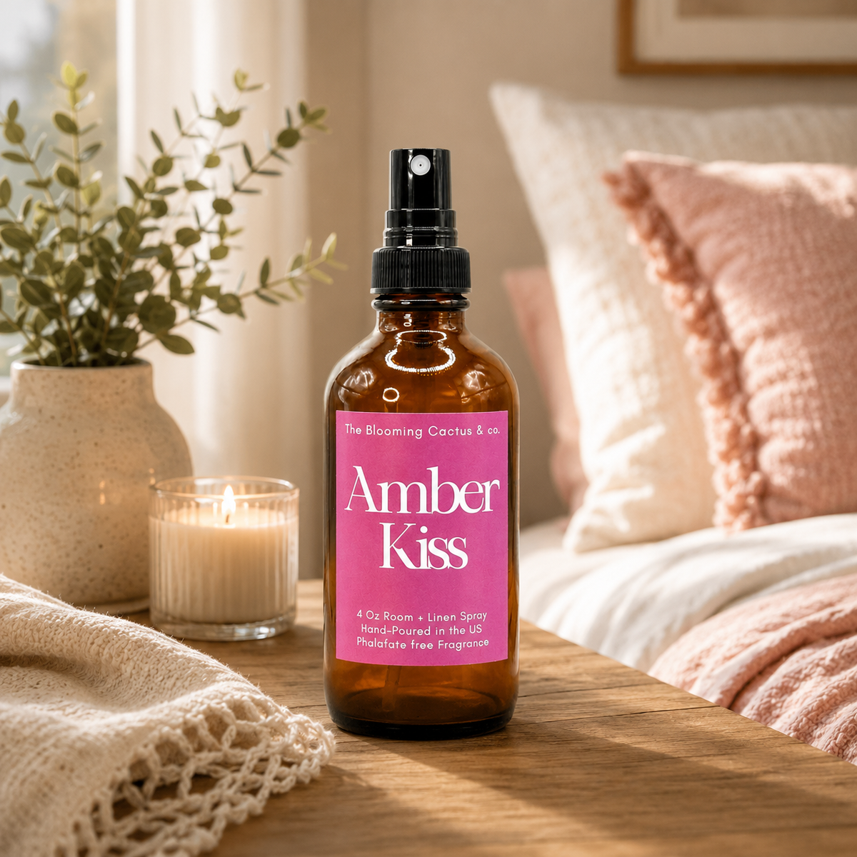 Room Spray - Air Freshener - Odor Eliminator - Car Air Freshener - Home Spray - Linen Spray - Fabric Refresher - Mist Hand Poured - Made in USA| Amber Kiss.