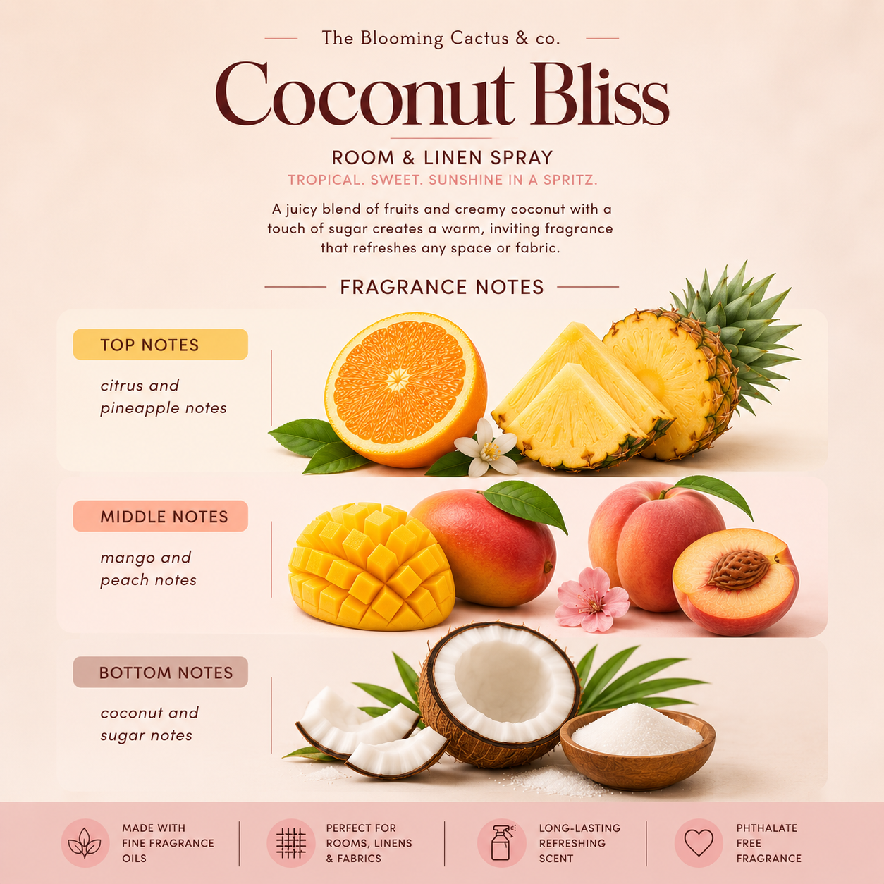 Room Spray - Air Freshener - Odor Eliminator - Car Air Freshener - Home Spray - Linen Spray - Fabric Refresher - Mist Hand Poured - Made in USA| Coconut Bliss.