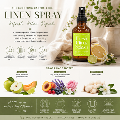 Room Spray - Air Freshener - Odor Eliminator - Car Air Freshener - Home Spray - Linen Spray - Fabric Refresher - Mist Hand Poured - Made in USA| Fresh Citrus Splash..
