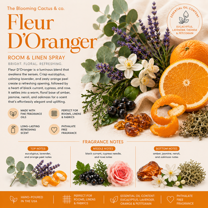 Room Spray - Air Freshener - Odor Eliminator - Car Air Freshener - Home Spray - Linen Spray - Fabric Refresher - Mist Hand Poured - Made in USA |Fleur D’Oranger