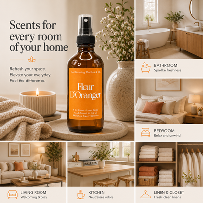 Room Spray - Air Freshener - Odor Eliminator - Car Air Freshener - Home Spray - Linen Spray - Fabric Refresher - Mist Hand Poured - Made in USA |Fleur D’Oranger
