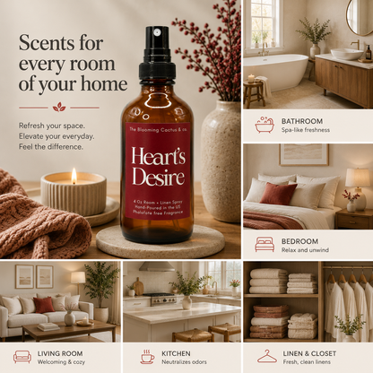 Room Spray - Air Freshener - Odor Eliminator - Car Air Freshener - Home Spray - Linen Spray - Fabric Refresher - Mist Hand Poured - Made in USA| Heart's Desire