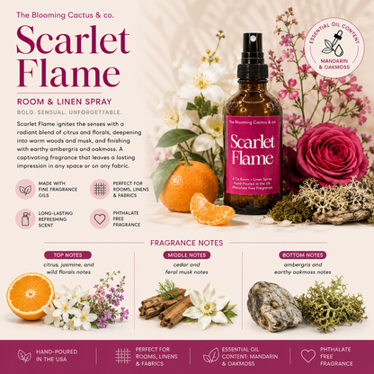 Room Spray - Air Freshener - Odor Eliminator - Car Air Freshener - Home Spray - Linen Spray - Fabric Refresher - Mist Hand Poured - Made in USA| Scarlet Flame.